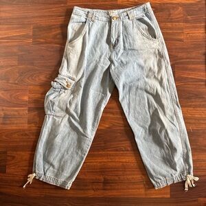 Vintage Casual Light Denim Cargo Pants